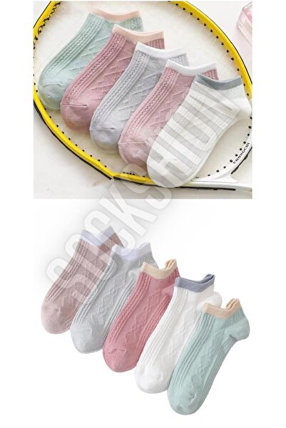 SOCKSHION طقم جوارب نسائية منقوشة بألوان الباستيل - 5 أزواج