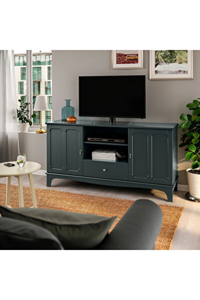 IKEA LOMMARP tv sehpası, koyu mavi-yeşil - açık bej, 159x45x81 cm