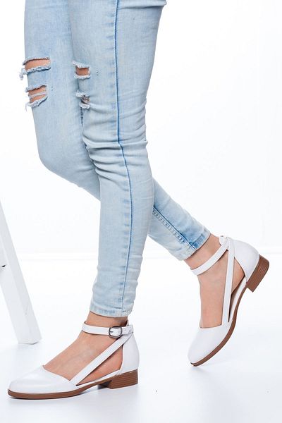 MaskButik Rayna Low Heel Skin Shoes White