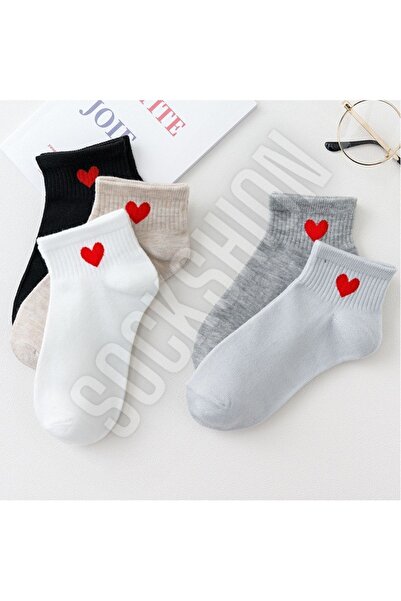 SOCKSHION Дамски комплект колежански чорапи с шарка на сърце - докосване на любов към вашия стил