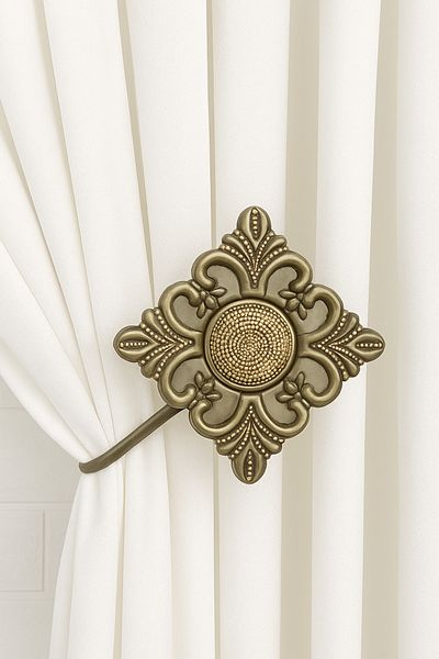 Helezoni Curtain Accessory Polyester Sleeve Curtain Holder Flower Model Premium Curtain Iron 1 Piece