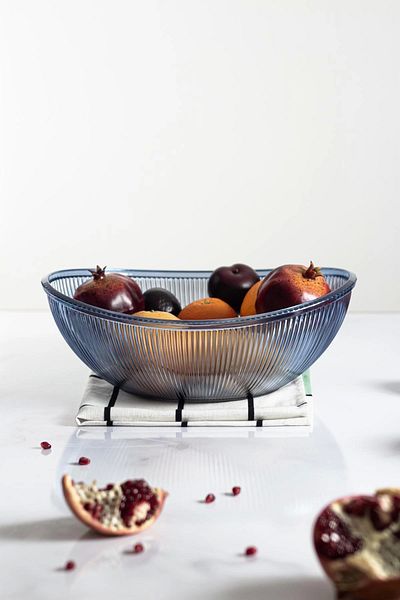 Depa Acrylic Baroque Navy Blue Large Oval Fruit & Salad Bowl & Mixing Bowl / 3.3 Lt (NOT GLASS)
