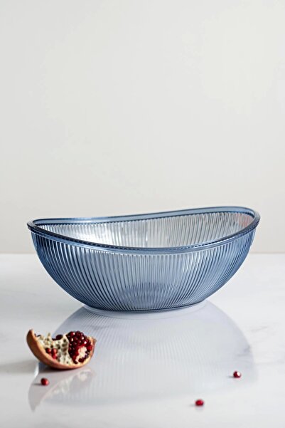 Depa Acrylic Baroque Navy Blue Large Oval Fruit & Salad Bowl & Mixing Bowl / 3.3 Lt (NOT GLASS)
