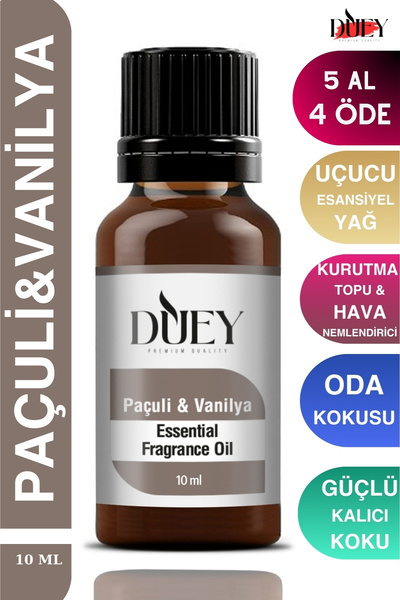DUEY Paçuli & Vanilya Uçucu Yağ Buhurdanlık Yağı Difüzör Esansı Oda Kokusu Es...