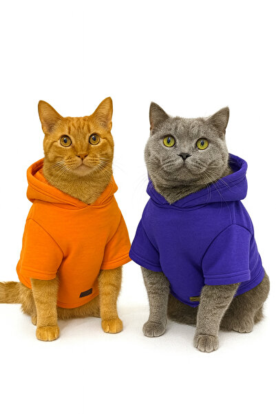 Buddy Store حزمة مزدوجة باللونين البرتقالي والأرجواني - سويت شيرت بغطاء للرأس...