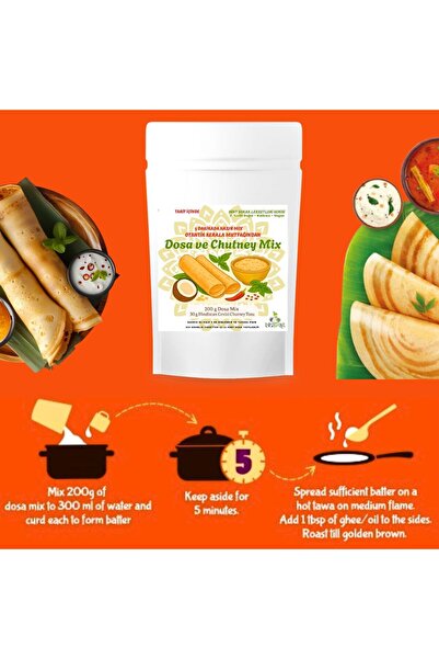 GEVGELIA BHARAT 5 DK DA HAZIR DOSA MİX VE CHUTNEY SOS SETİ 200 GRAM PAKET (KE...
