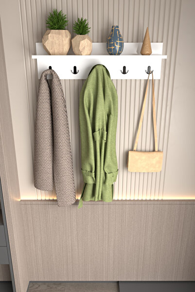 AWOX Portmanto Duvar Askılığı Elbise Askılığı Beyaz 80 Cm