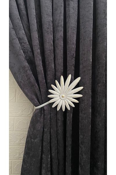 Helezoni Curtain Accessory Polyester Sleeve Curtain Holder Flower Model Premium Curtain Iron 1 Piece