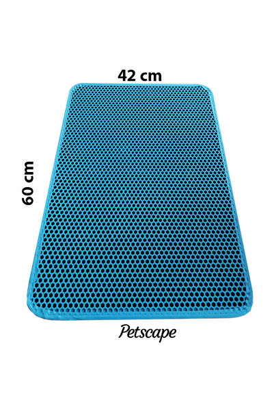Petscape Elekli Kedi Tuvalet Önü Paspası Kedi Kumu Paspası - 60x42cm Sert Pla...