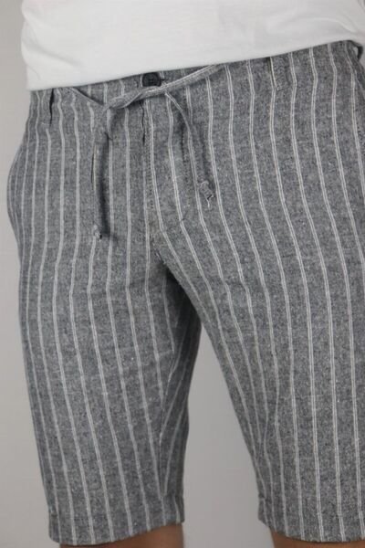 inpool Ανδρικό, κορδόνι μέσης, ριγέ, διπλό πόδι, βαμβακερό λινό σορτς