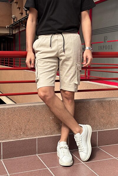 inpool Erkek Beli Bağcıklı Kargo Cep Şort