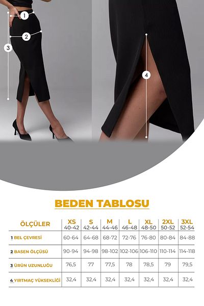 Moije Women's Zebra Patterned Black Anthracite Slit Midi Skirt