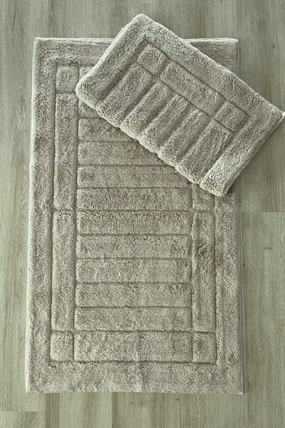 Zeria Home Cotton Tufting Water Absorbent Soft Textured Bath Mat Set, Bathroom Carpet Set of 2 60X100 - 50X60