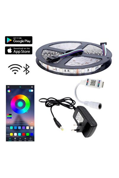 EvimLed Rgb Led Bluetooth Özellikli - 5 Metre 5050 Smd Iç Mekan 3 Çip Sese Ve...