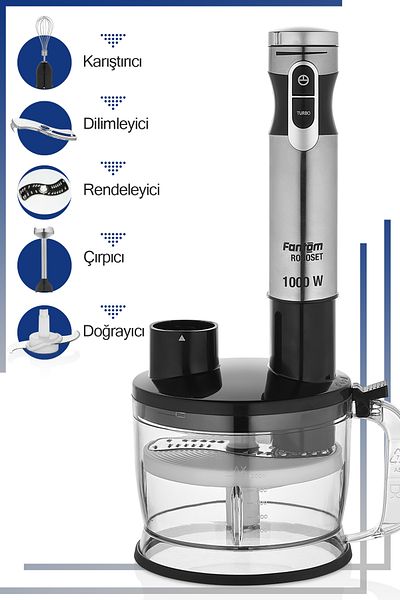 Fantom مجموعة خلاط محضرة الطعام Roboset Bl 1000، خلاط عصير، جهاز هريس البطاطس