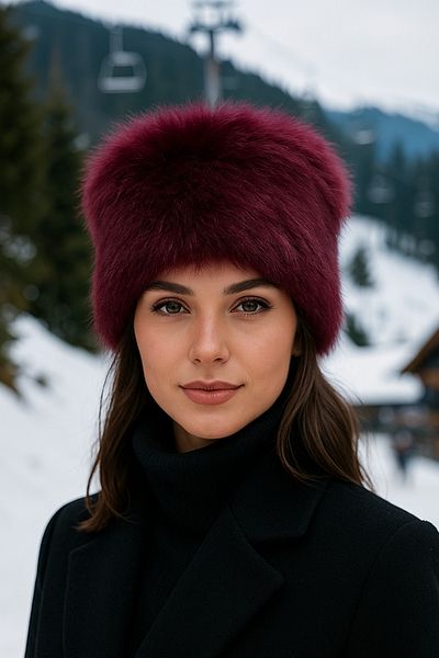 Luminos Butik Pălărie de damă Burgundy Feather - Accesoriu moale și elegant pentru vreme rece Spk1141