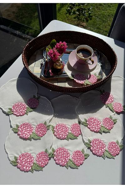 NC Home Design Hollyhock Pink Napkin Set of 2
