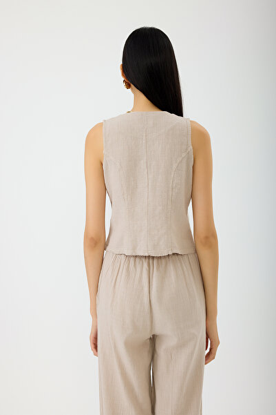 SEVİLEN Γιλέκο από λινό δεμένο