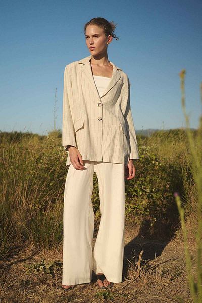 Hooopstore Visolin Striped Blazer - Natural