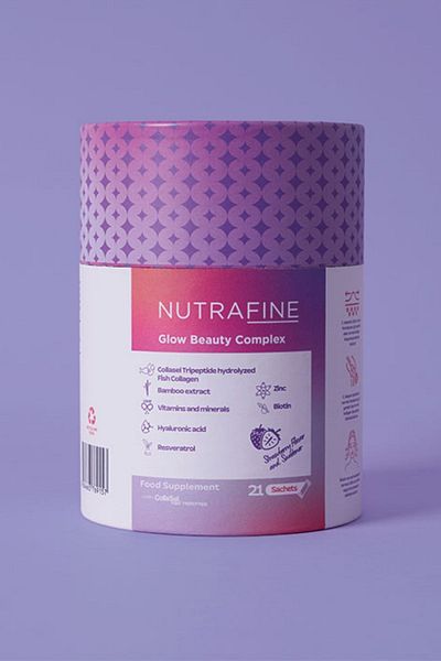Nutrafine Glow Beauty Complex–Skin Supplement Containing Tripeptide Collagen, Resveratrol, Biotin and Hyaluronic Acid