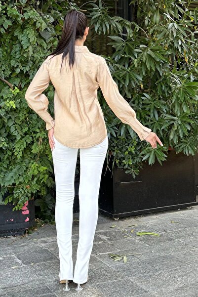 NEW LAVİVA Mink Satin Pleat Detailed Long Sleeve Blouse