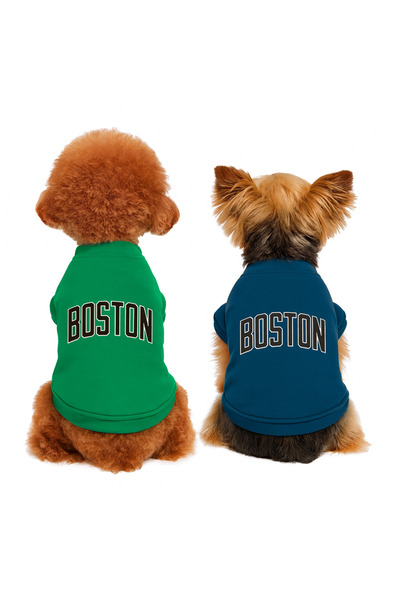 Buddy Store Kedi & Köpek Kıyafeti Ve Giysileri Bisiklet Yaka Boston Baskılı Y...