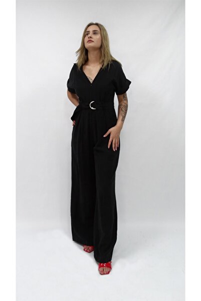 Amazingo Kadın Nisan Kısa Kollu Kemer Detaylı Tulum