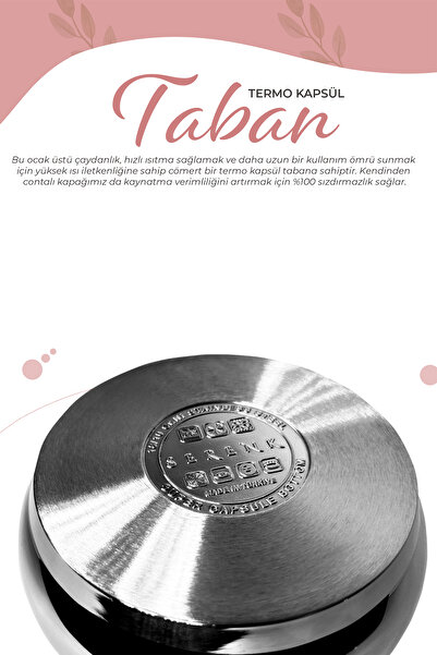 Serenk Definition Çaydanlık, 18/10 Paslanmaz Çelik, 1 L Demlik Ve 2 L Alt Hazne, Indüksiyon Uyumlu