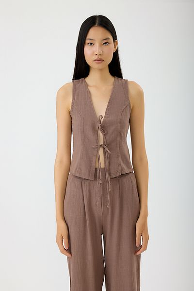 SEVİLEN Tie-Up Linen Vest