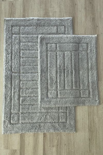 Zeria Home Cotton Tufting Water Absorbent Soft Textured Bath Mat Set, Bathroom Carpet Set of 2 60X100 - 50X60