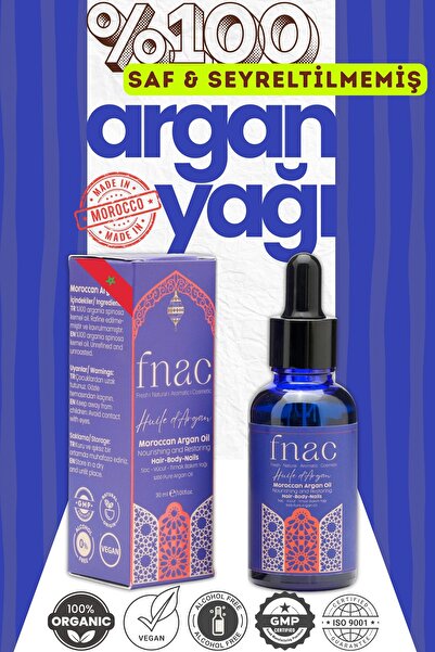 fnac | Saf Ve Doğal %100 Fas Argan Yağı | Saç & Cilt & Tırnak Bakım Yağı| Cam...