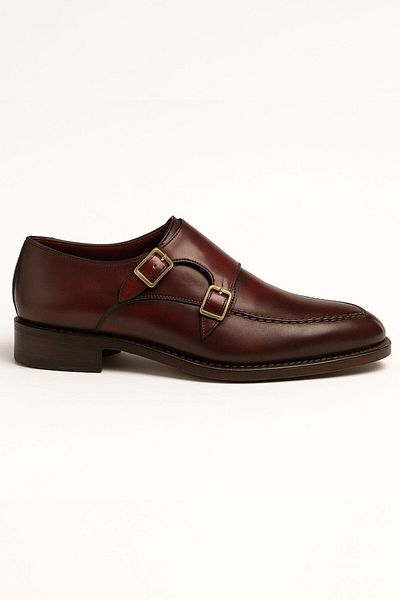Deriderim Genuine Leather Double Buckle Classic Men's Shoes
