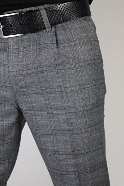 inpool Erkek Ekose Desenli Poliviskon Pantolon