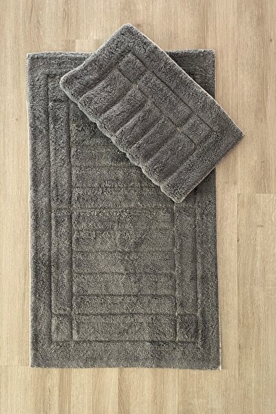 Zeria Home Cotton Tufting Water Absorbent Soft Textured Bath Mat Set, Bathroom Carpet Set of 2 60X100 - 50X60