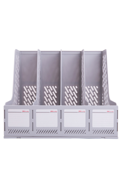 Deli E9846 4 Compartment Magazine Holder, Grey