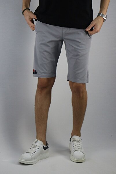 inpool Чоловічі сірі шорти з вишитим поясом і шорти-бермуди
