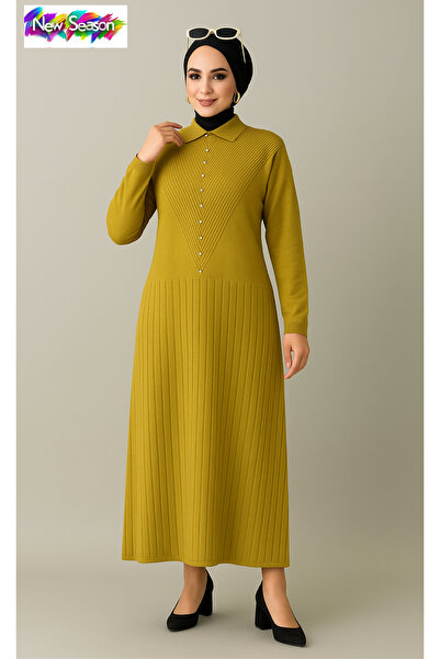 semela New Season Stone Detail Knitwear Dress (135 Cm. Long)