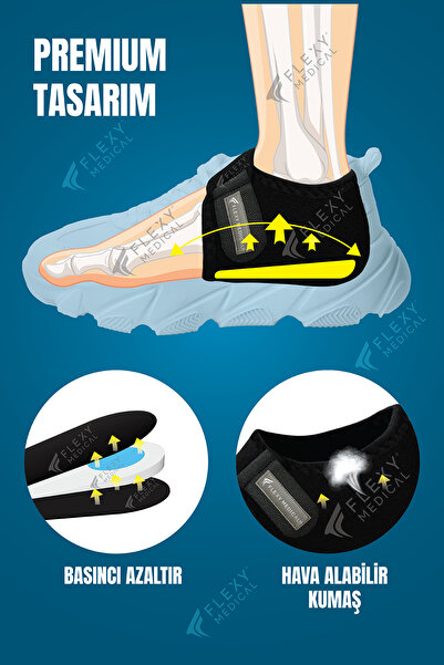 Flexy Medical Topuk Dikeni Plantar Fasiit Destekli Silikon Topuk Çorabı 2 Ade...