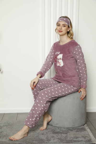 Akasya Kadın Uzun Kollu Cepli Polar Pijama Takımı 01869