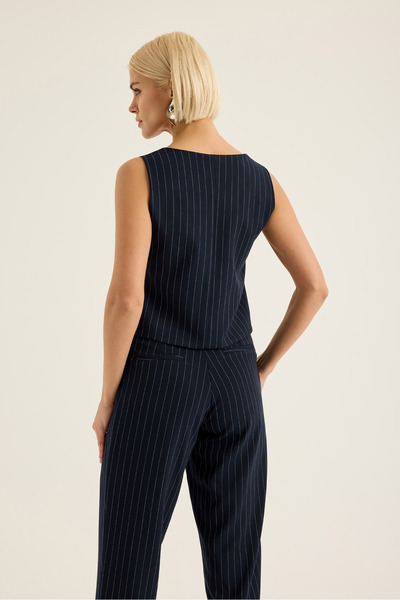 Sevilen Tekstil Смугастий жилет з квадратним коміром