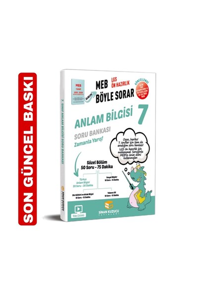 SİNAN KUZUCU YAYINLARI 7. Sınıf Meb Böyle Sorar Anlam Bilgisi Soru Bankası Video Çözümlü