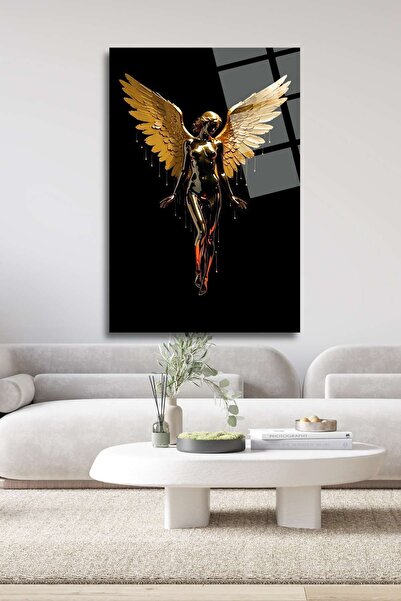 HMDS CONCEPT Altın Kanatlı Melek Cam Tablo 323