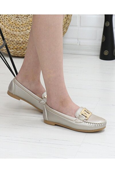 Nesil Shoes Neyna 23024 Gold Tokalı Anatomik Kadın Babet