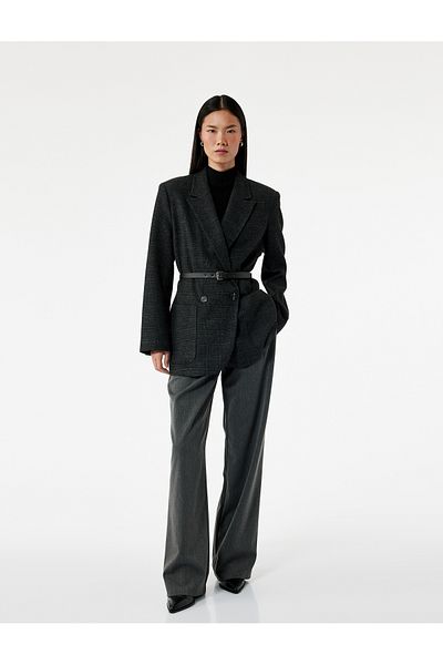 Koton High Waist Palazzo Trousers with Pockets and Pleat Detail
