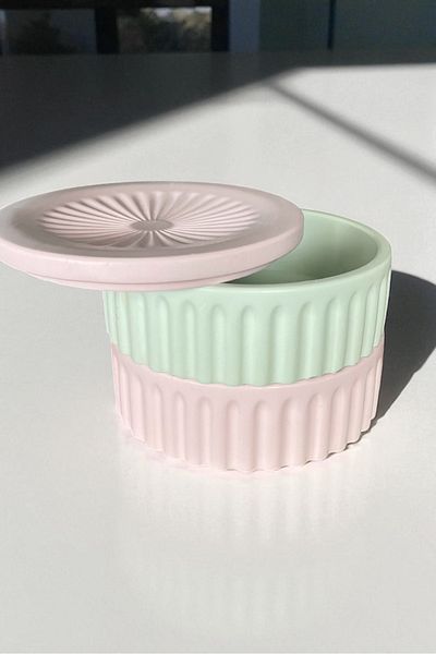 Minic Store Concrete Jewelry Box - Green & Pink Organizer Container