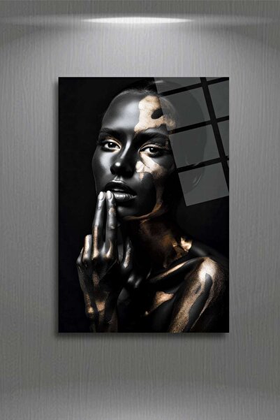 HMDS CONCEPT Pictură de femeie africană, înaltă definiție, pictură pe sticlă 315