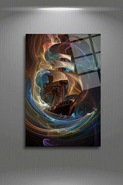 HMDS CONCEPT Pictură cu valuri și nave, pictură din sticlă rezistentă la spargere 304