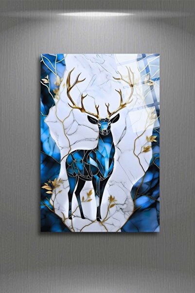 HMDS CONCEPT Tablou din sticlă cu cerb cu coarne de aur 314