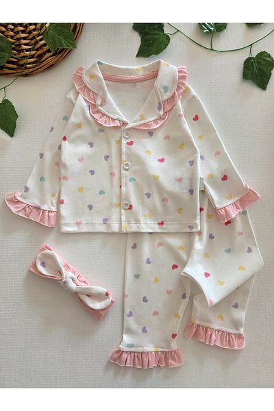 GizaKids 100% Cotton Hair Band Long Sleeve Seasonal Baby Girl Pajama Set