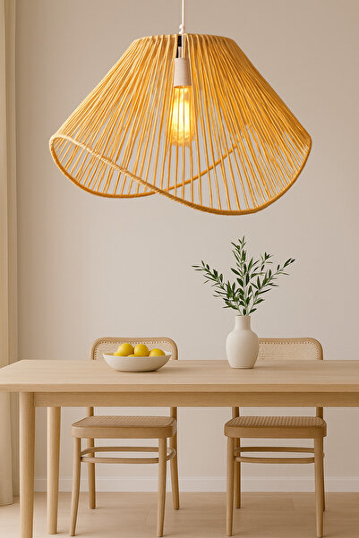 Bubihome Elysia Doğal Rafya El Yapımı Sarkıt Avize | Bohem & Minimalist Tarz Hasır Avize